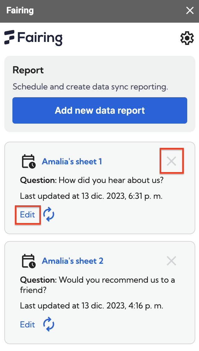 Remove or edit an existing report