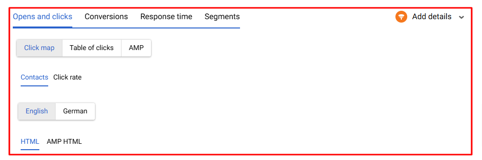 Section with detailed indicators