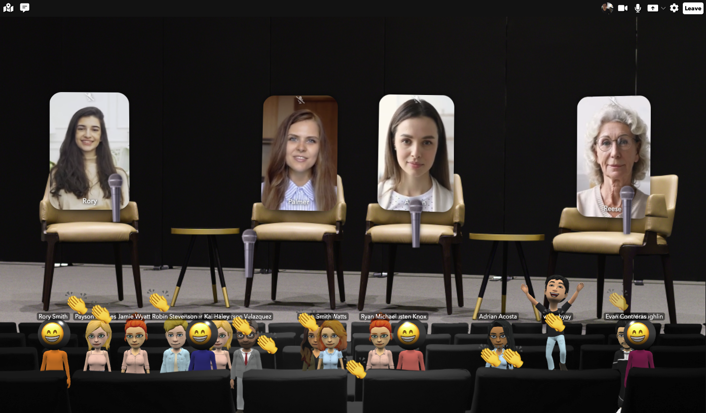A `User Avatars` element showing audience members as avatars below the stage.
