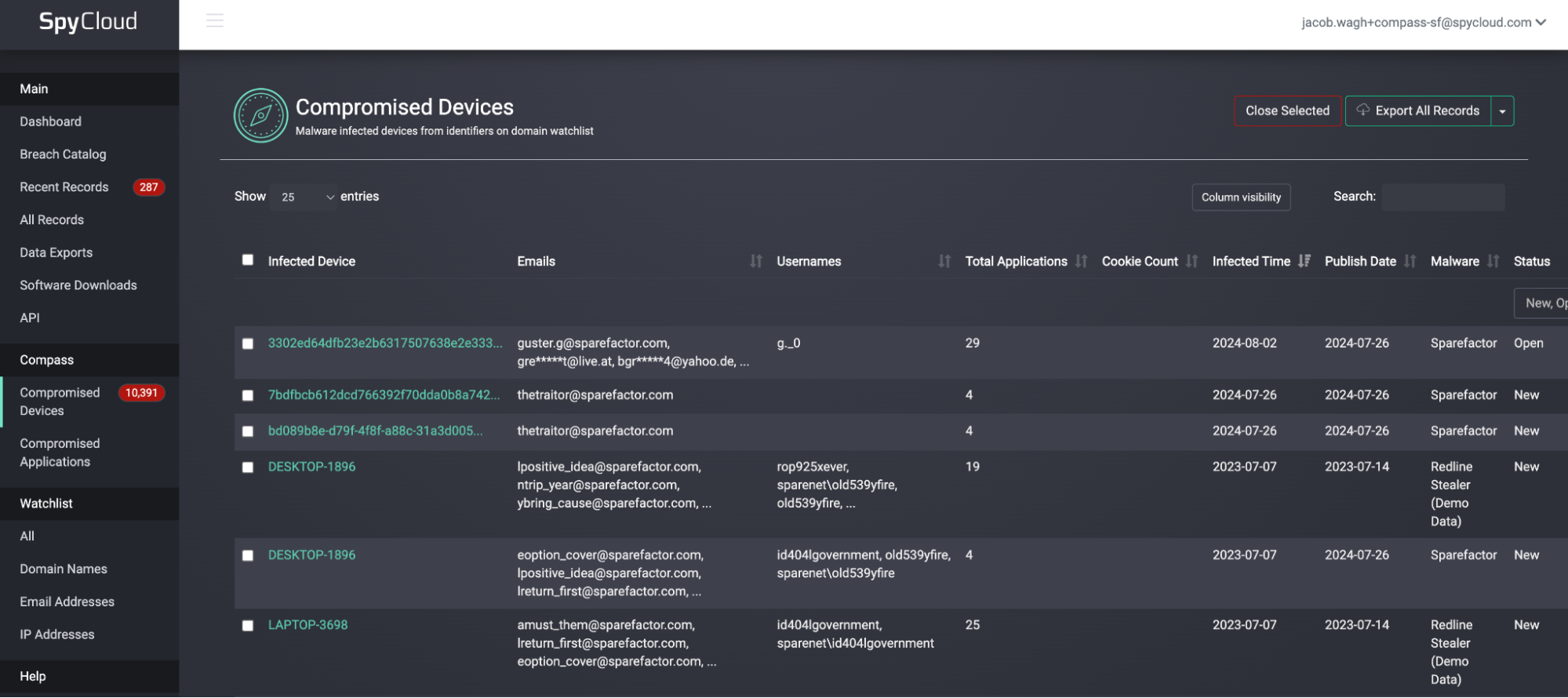 Infected Devices List