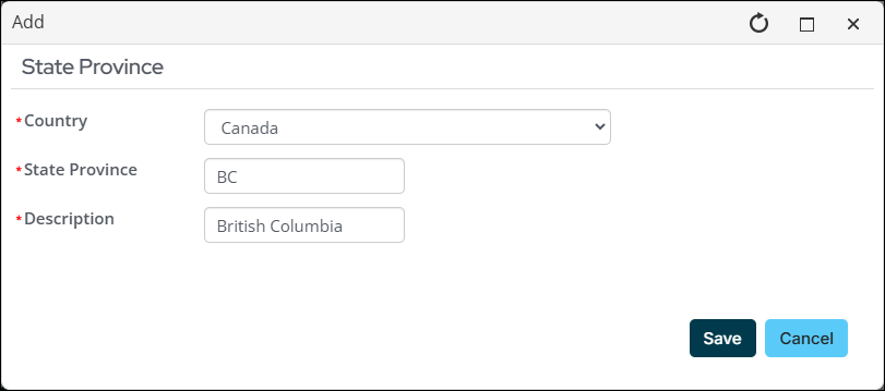 Editing a state or province