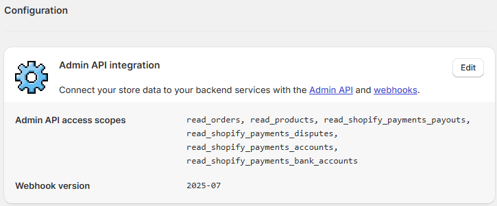 Admin API access scopes