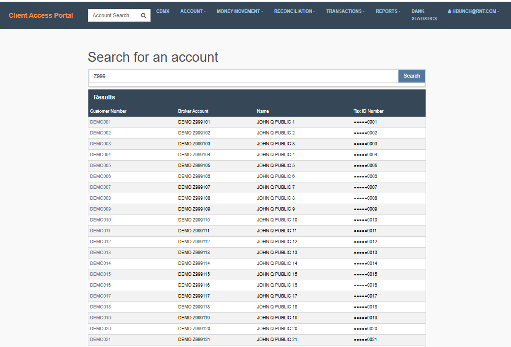 Search for an Account