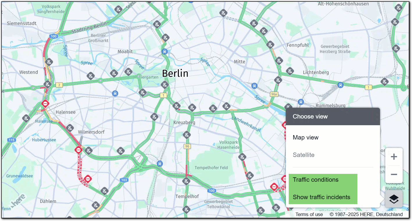 Toggling traffic data through MapSettingsControl