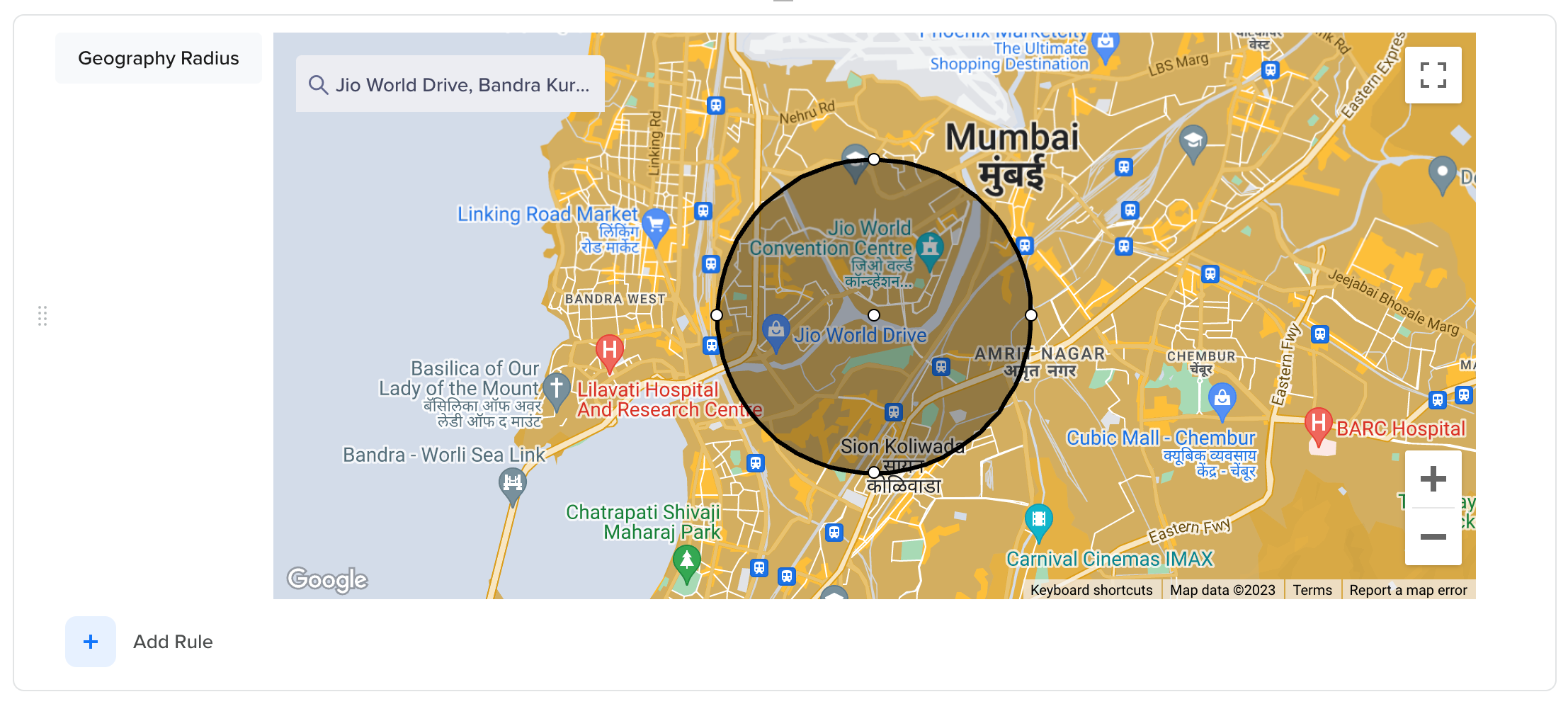 Geography Radius Rule