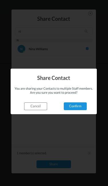 Share a Contact Confirmation