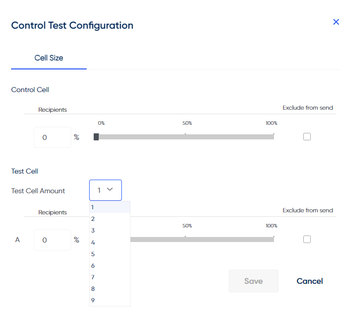 The Control Test Configuration Screen