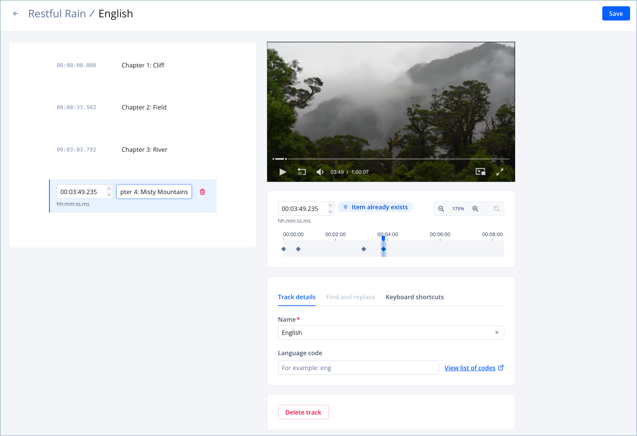 Tracks editor page
