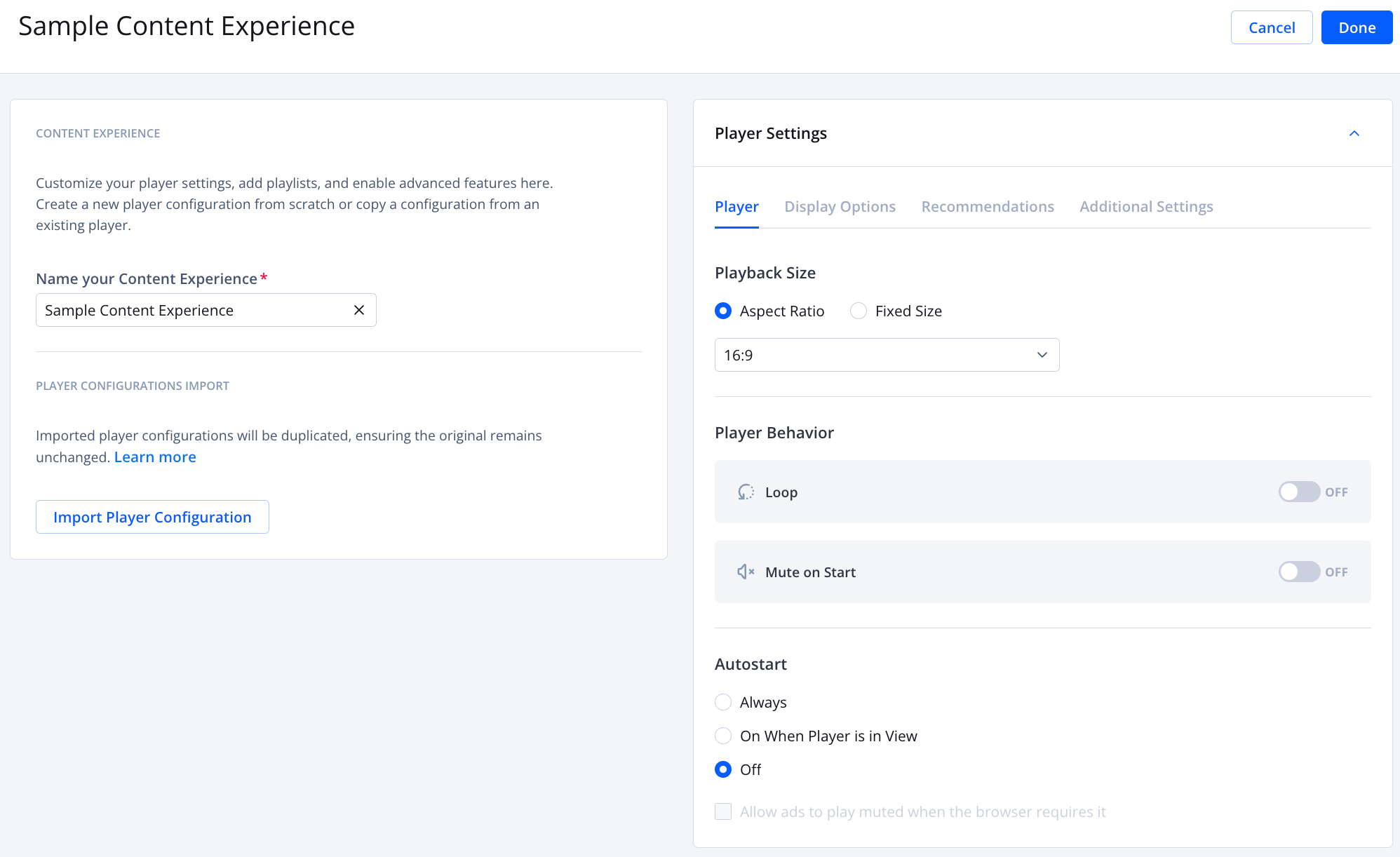 Content Experience details page