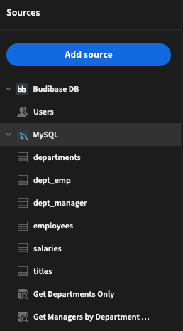 A MySQL datasource with two queries