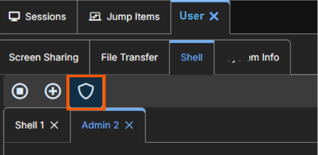 Open elevated shell tab running on system/root context