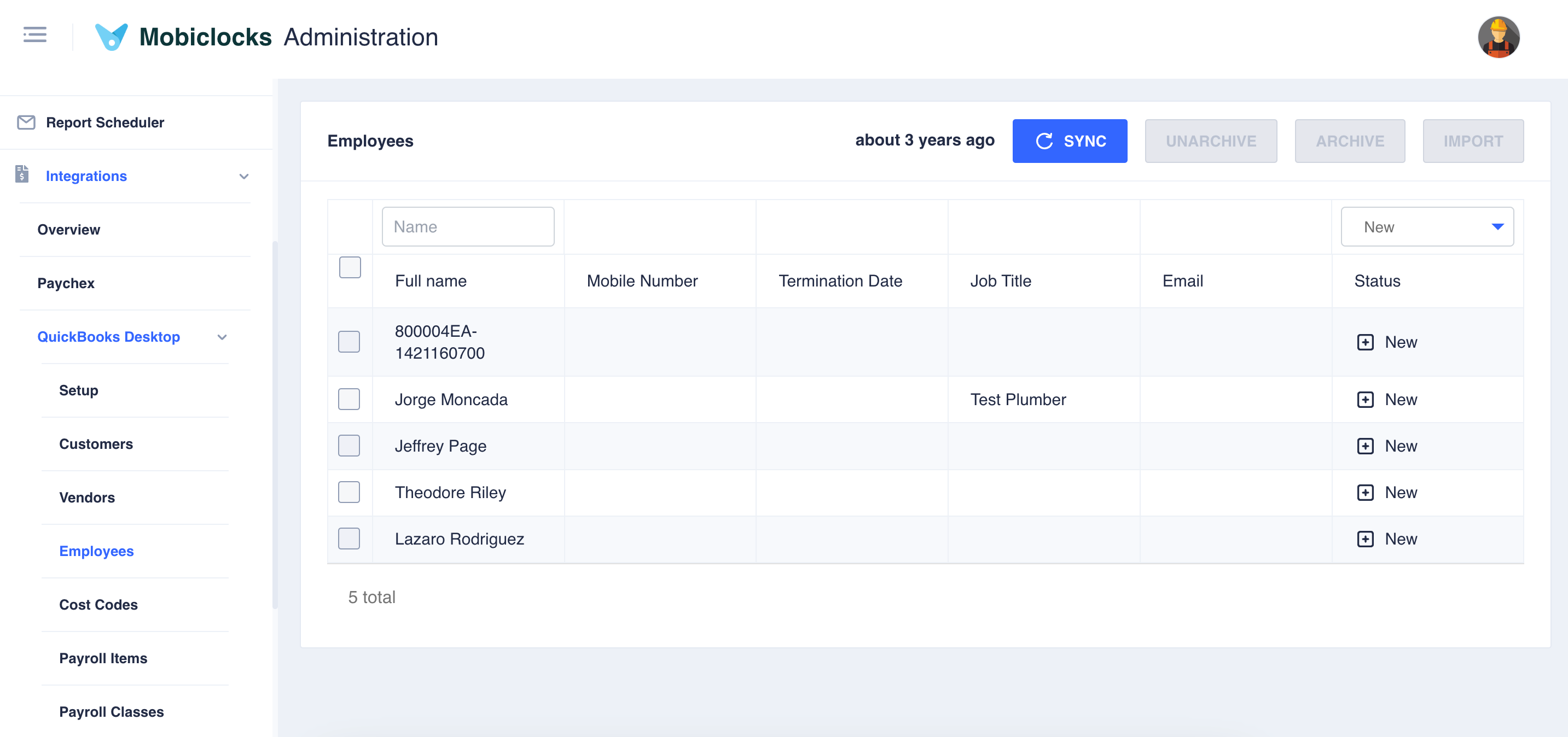 Synced data in the QuickBooks Desktop integration