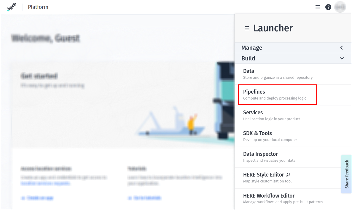 screen capture of portal landing page with Launcher menu
