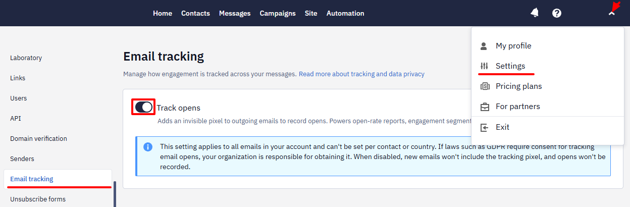 Disabling Tracking