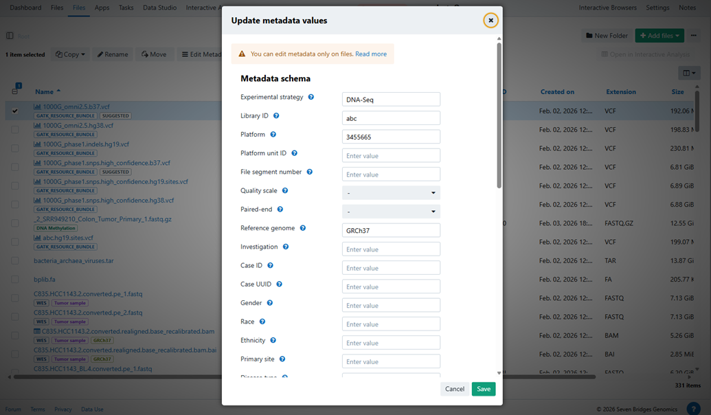 Edit metadata when single file is selected