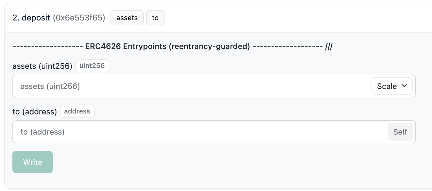 HyperEVM Scan deposit function for wrapping SPCX dShares