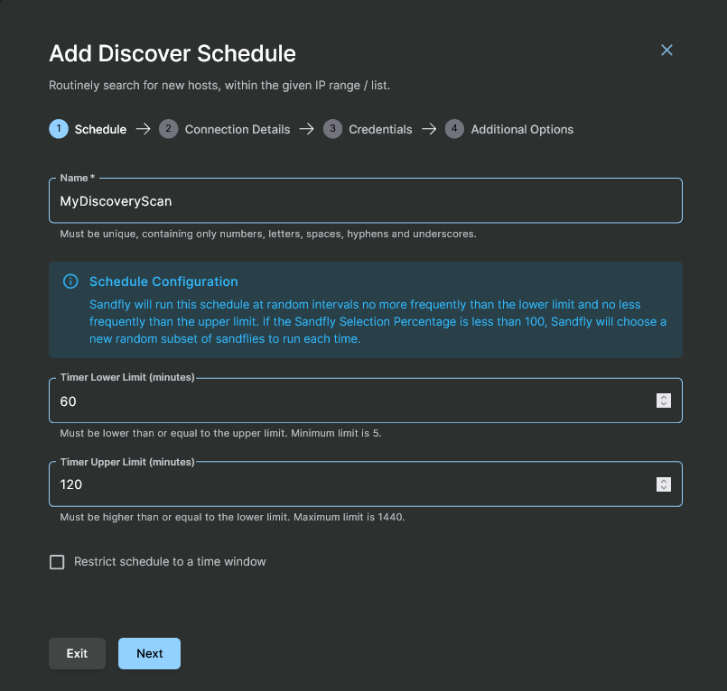 Adding a Discover Hosts Schedule - Step 1