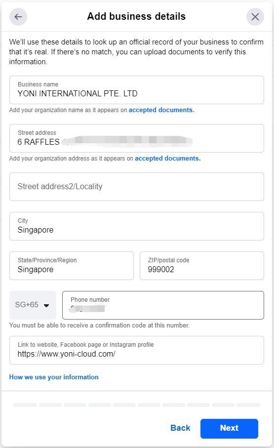Verify organization details