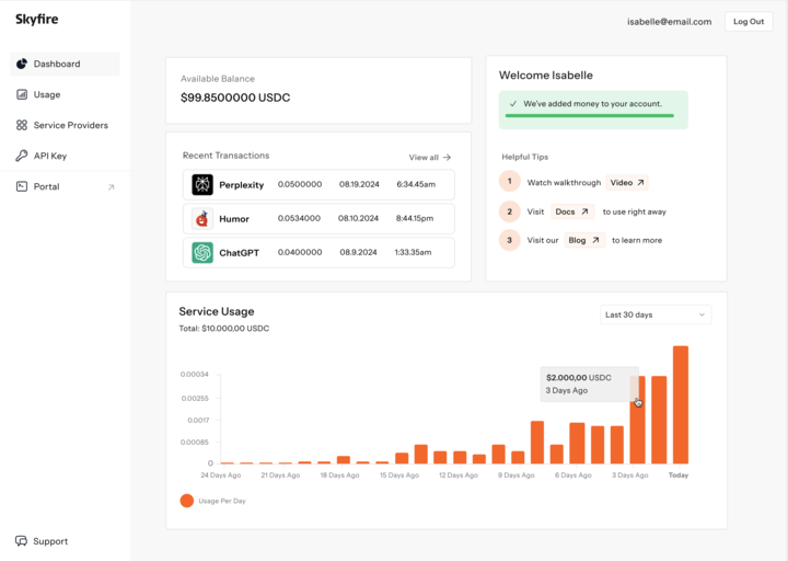 App.skyfire.xyz Dashboard