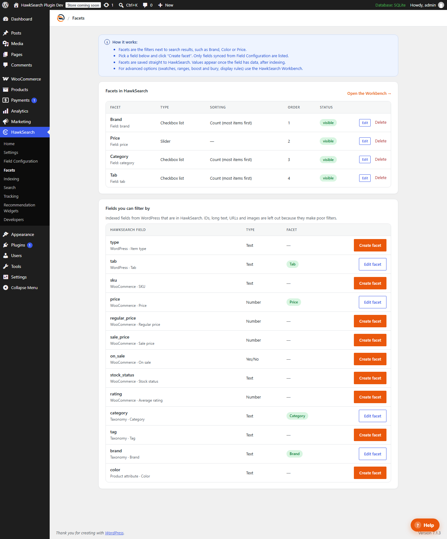 Facet editor
