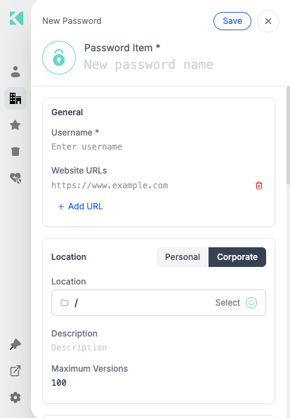 The New Password overlay