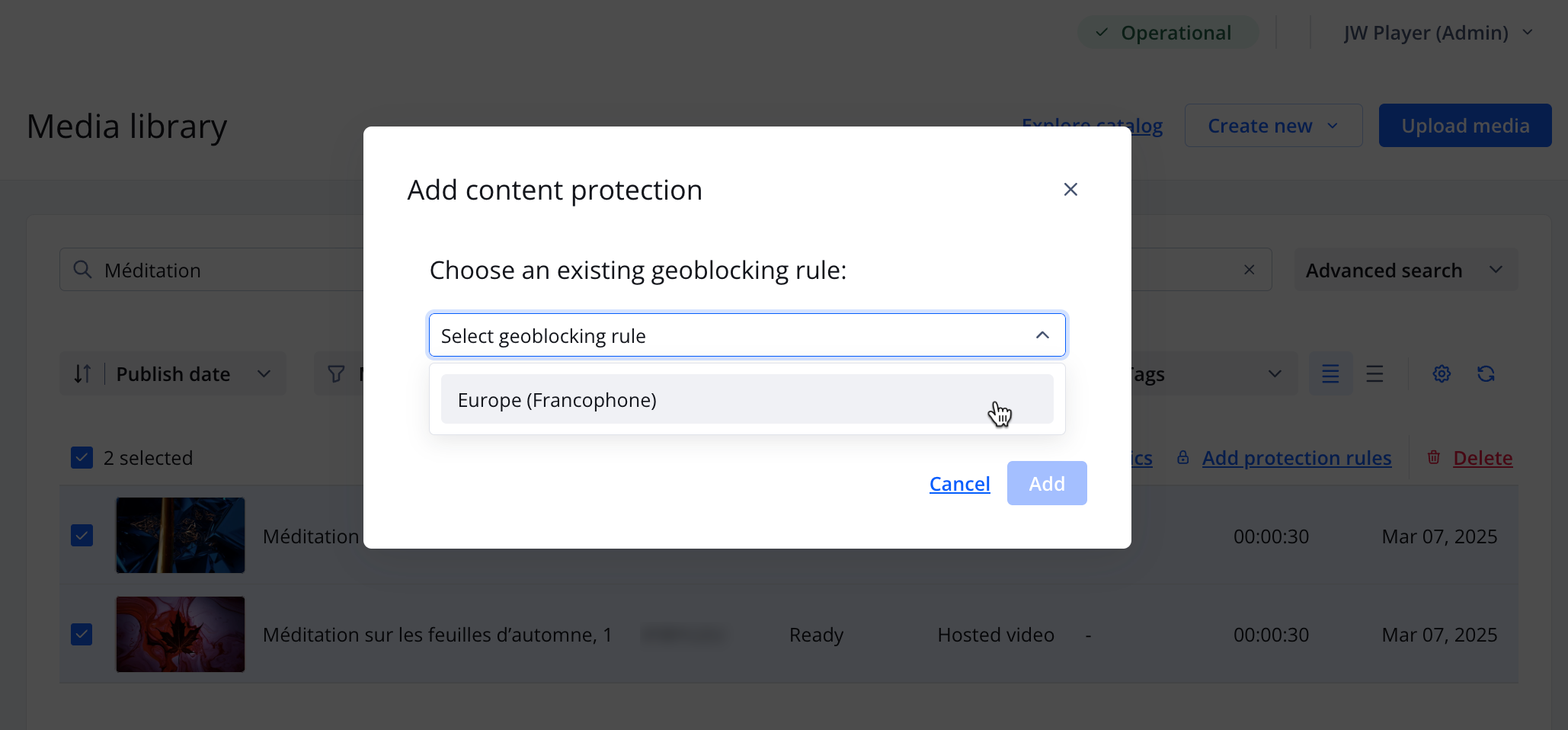 Adding geoblocking to multiple media