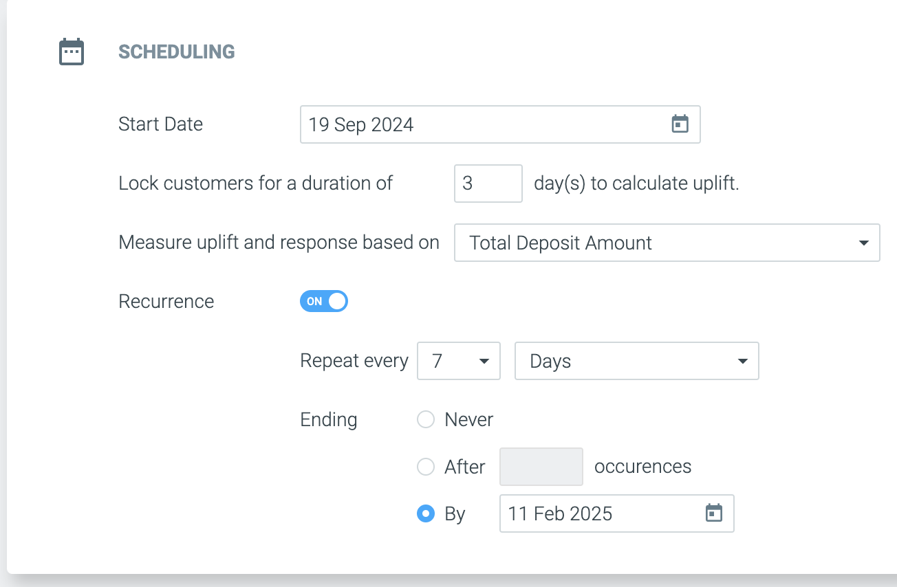 Scheduling a Recurring Campaign