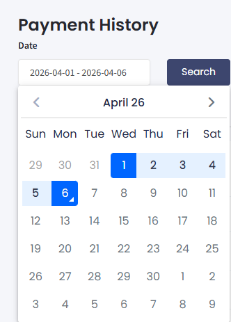Screenshot of filtering by date
