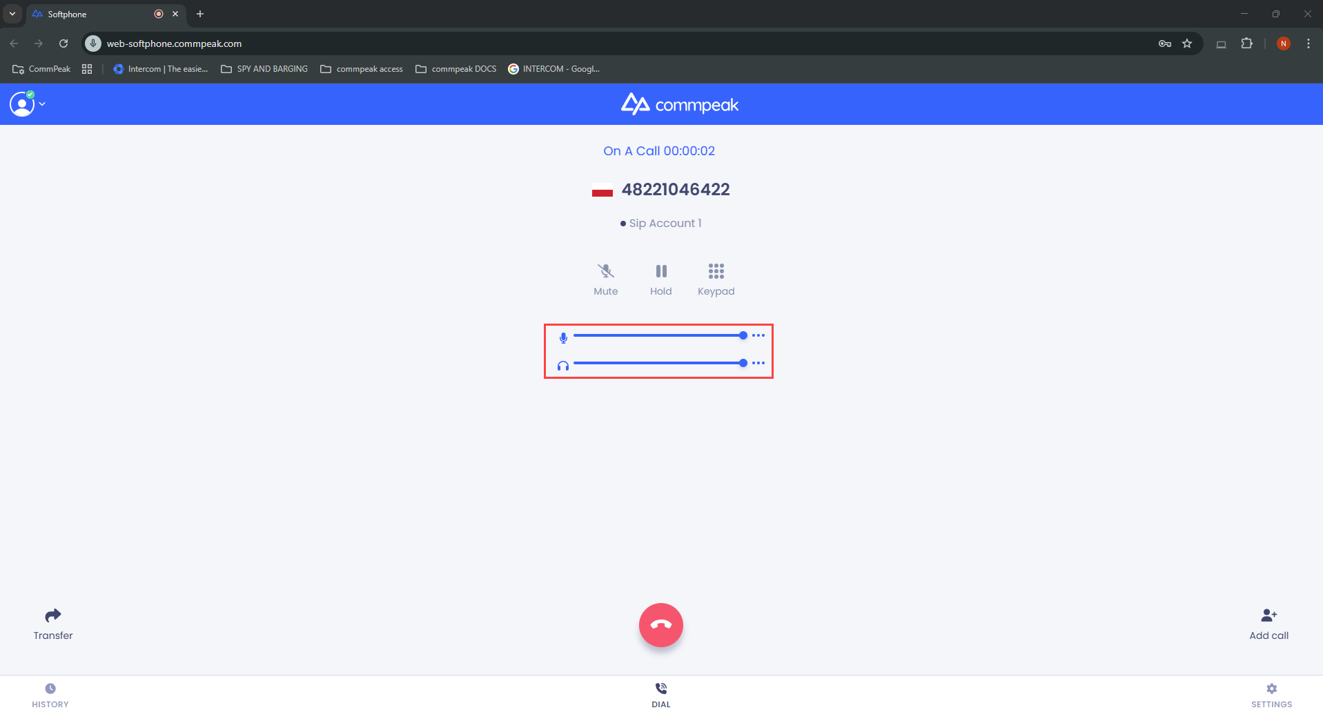Screenshot of the volume sliders