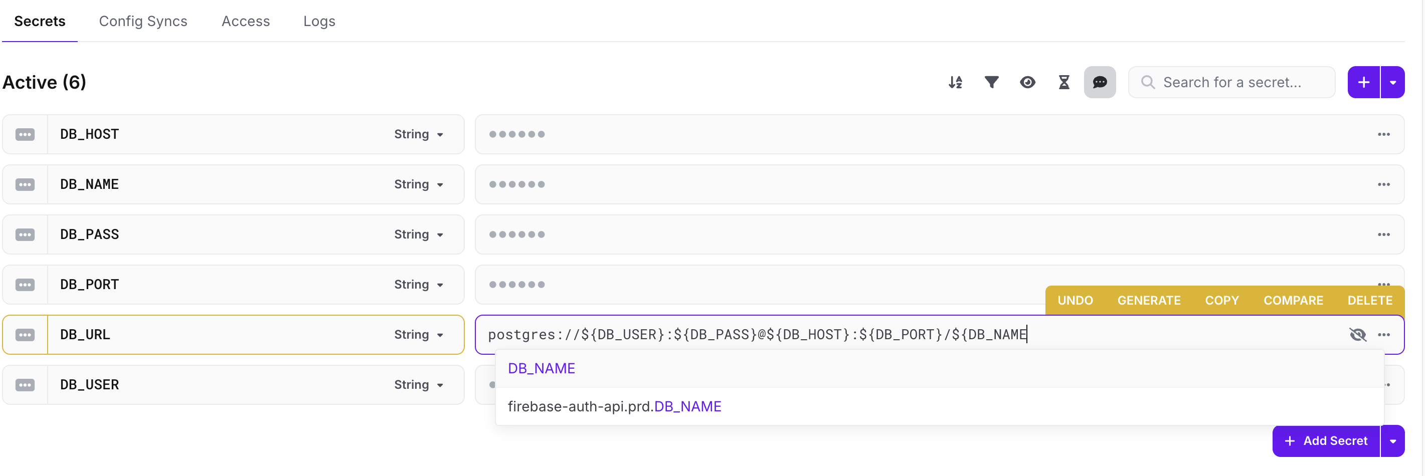 Referencing several secrets
