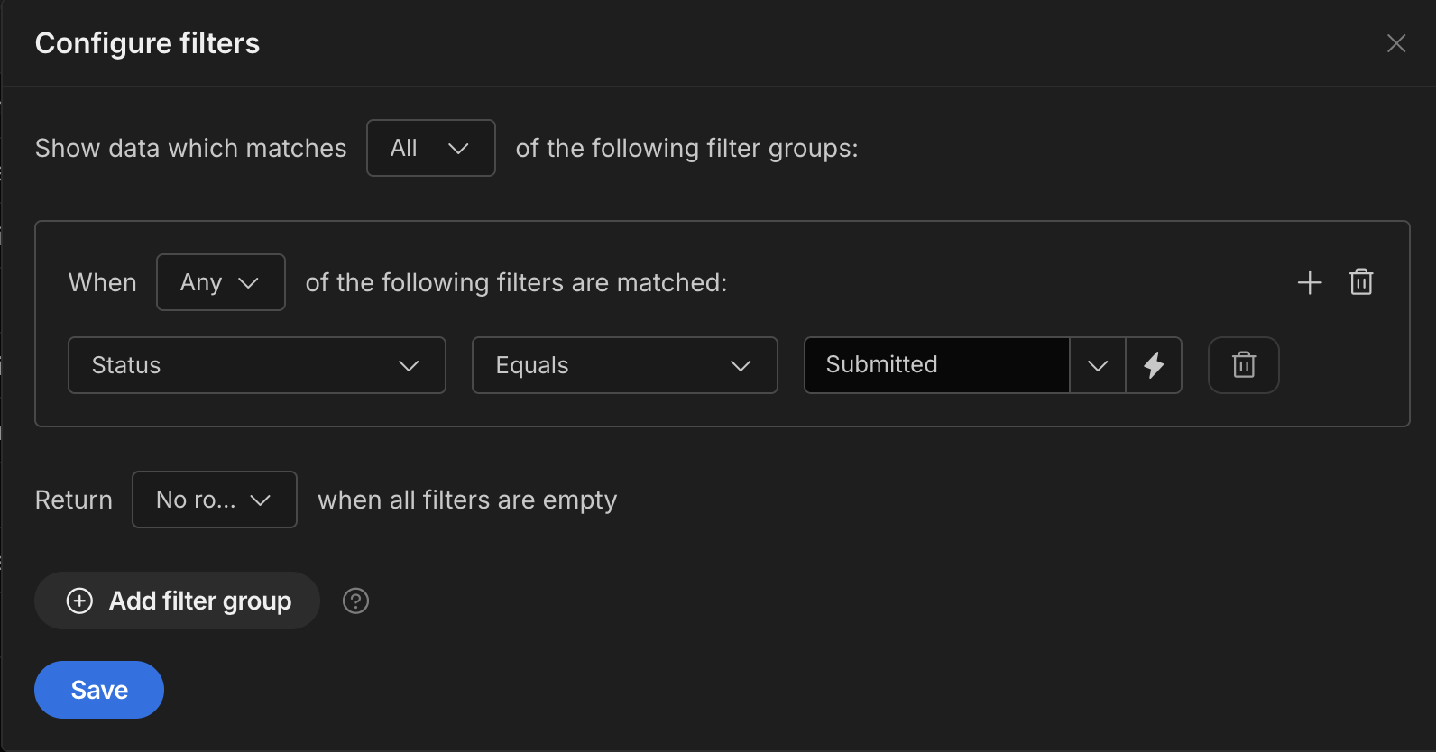 Request status filter