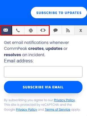 Screenshot of the screen with choosing the channel of notification
