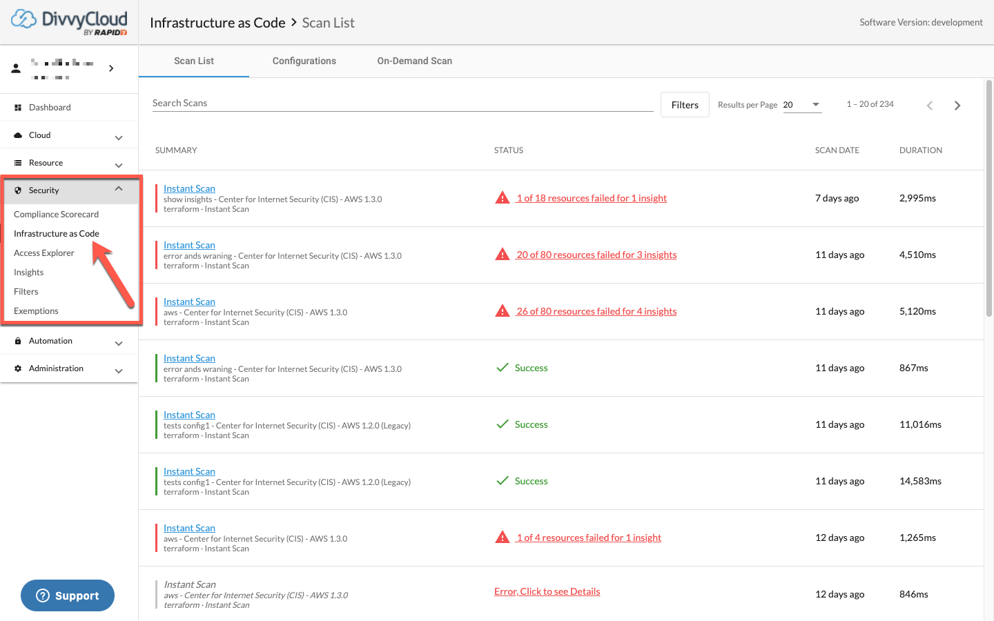 scan_list.png Accessing IaC Security