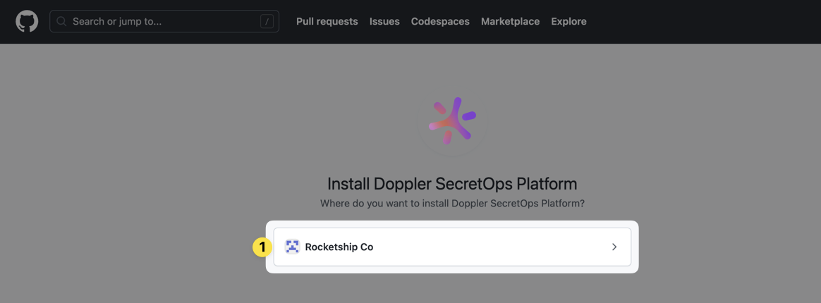 Screenshot of Github UI for installing Doppler