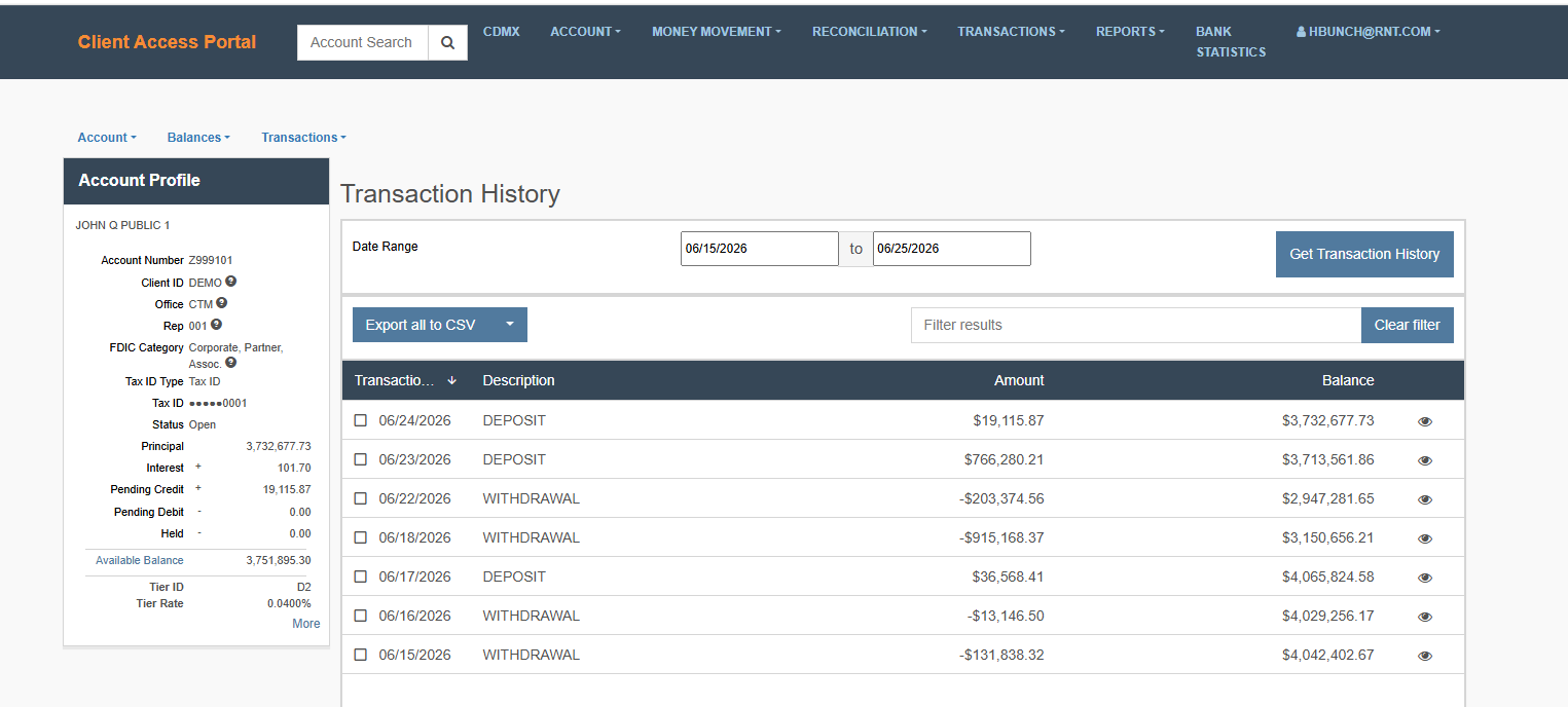 Transaction History - Sort By Date
