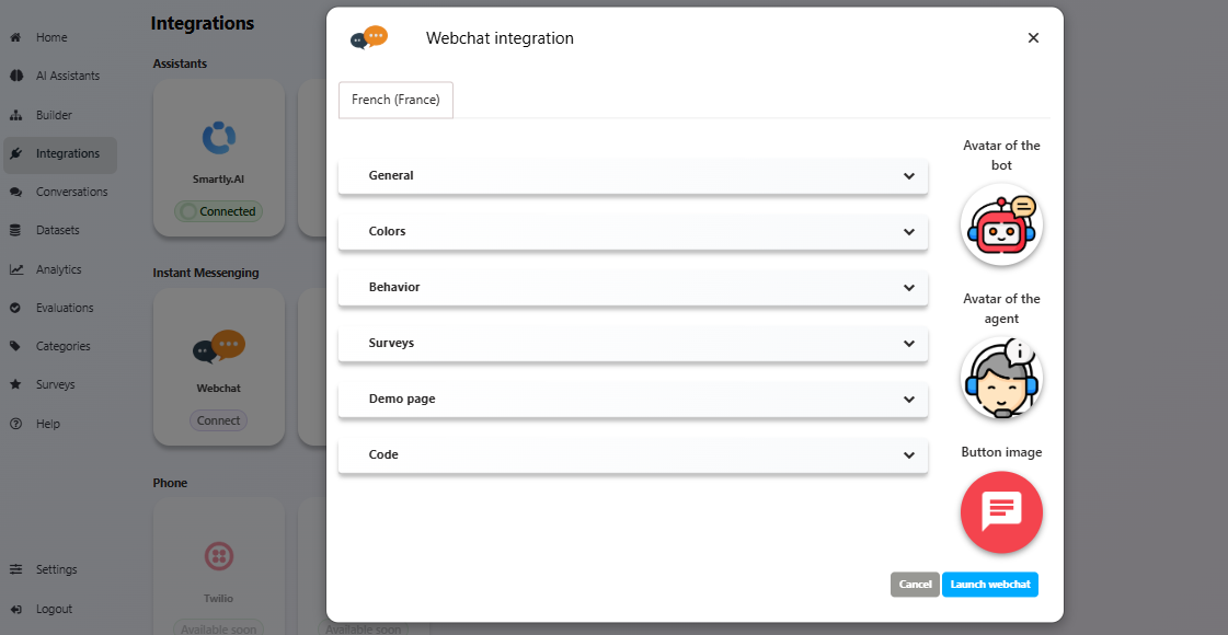 Launch Webchat Integration