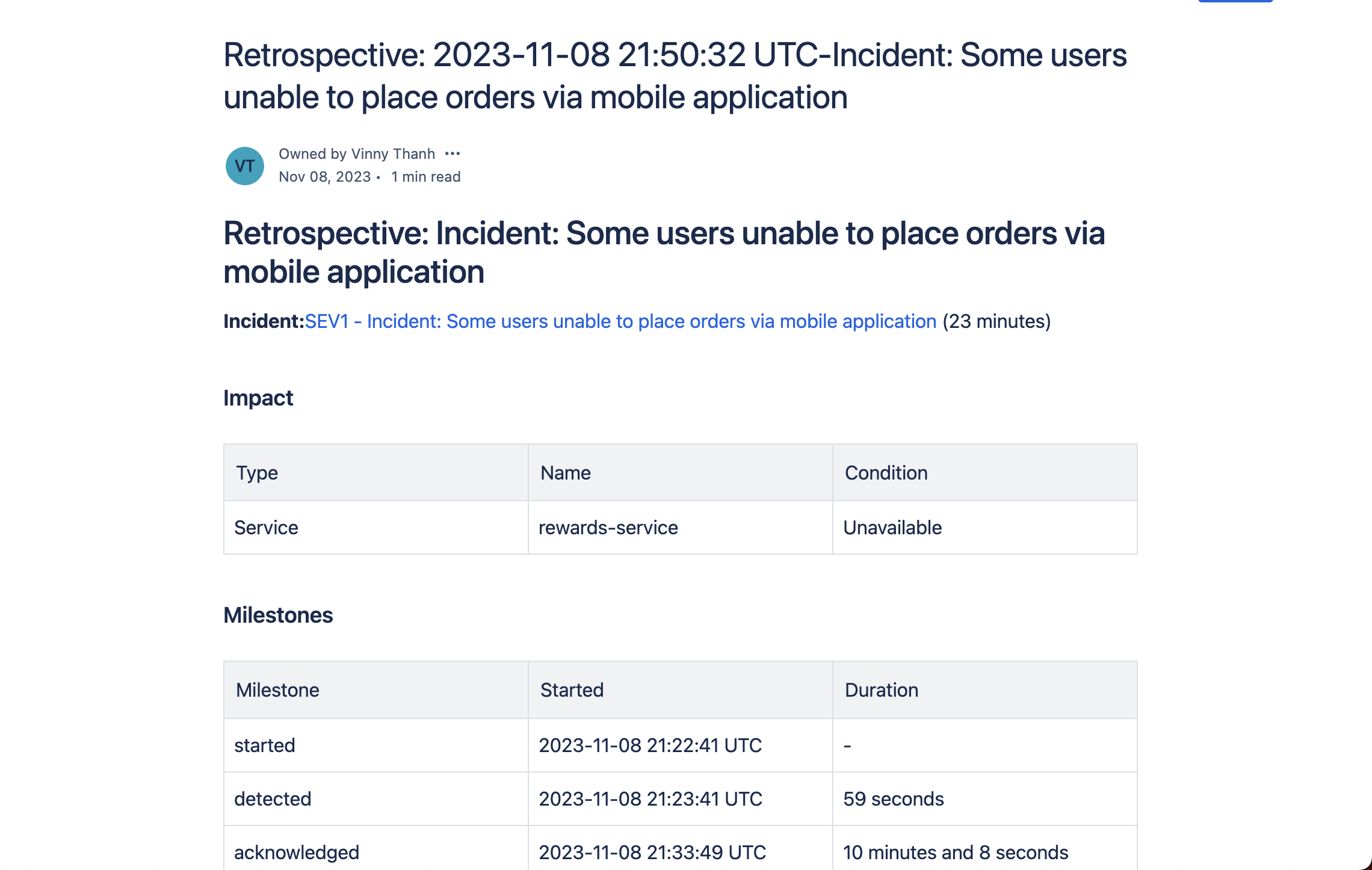 Example Retrospective export to Confluence