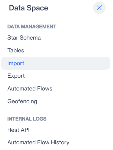 Click DataSpace > Import