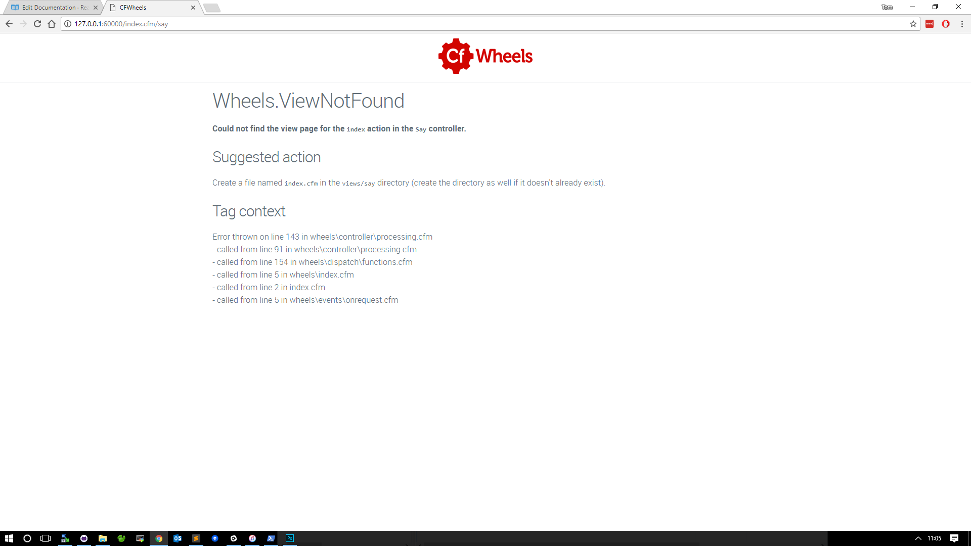 Figure 2: Wheels error after setting up your blank say controller