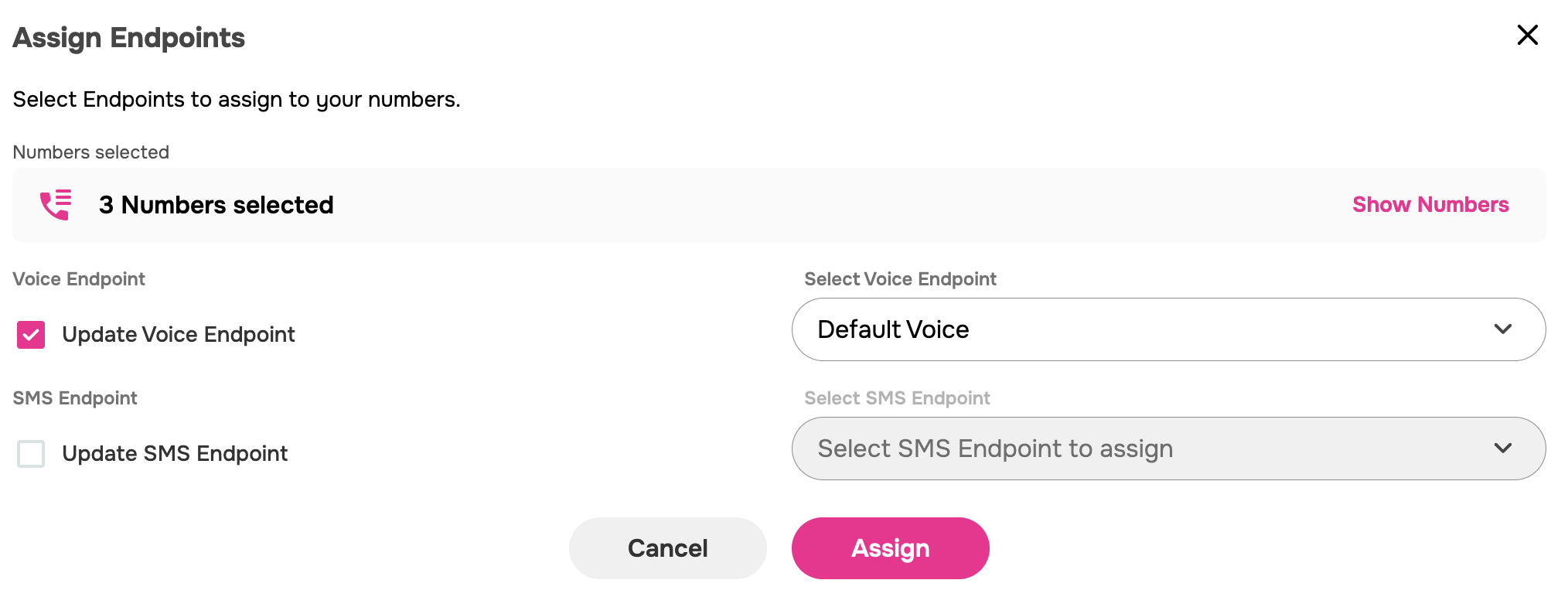 Select your new endpoints