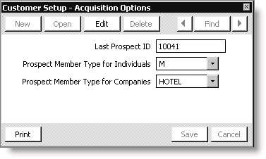 From Customers, select Set up module > General, click Basic Options, and click Acquisition Options