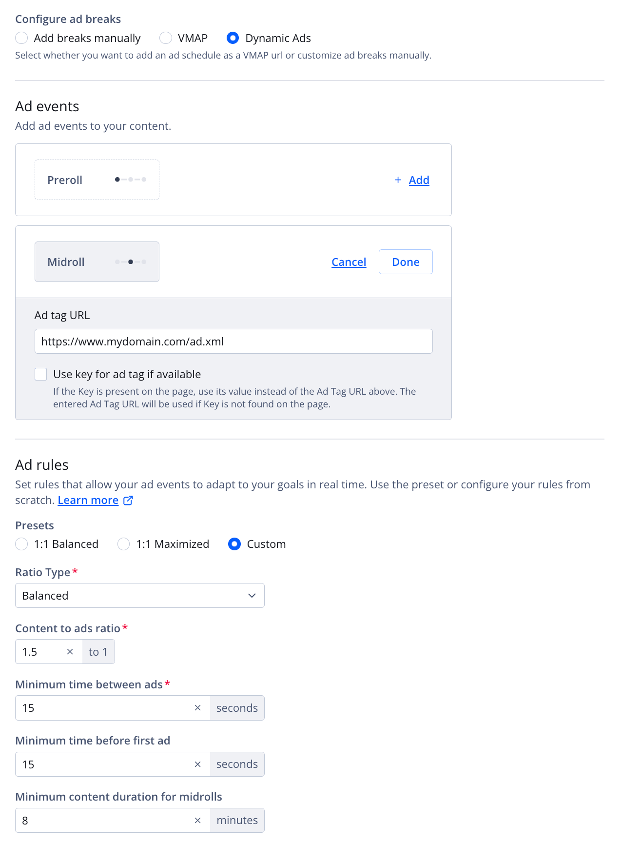 Configure ad breaks for Google IMA Dynamic Ads