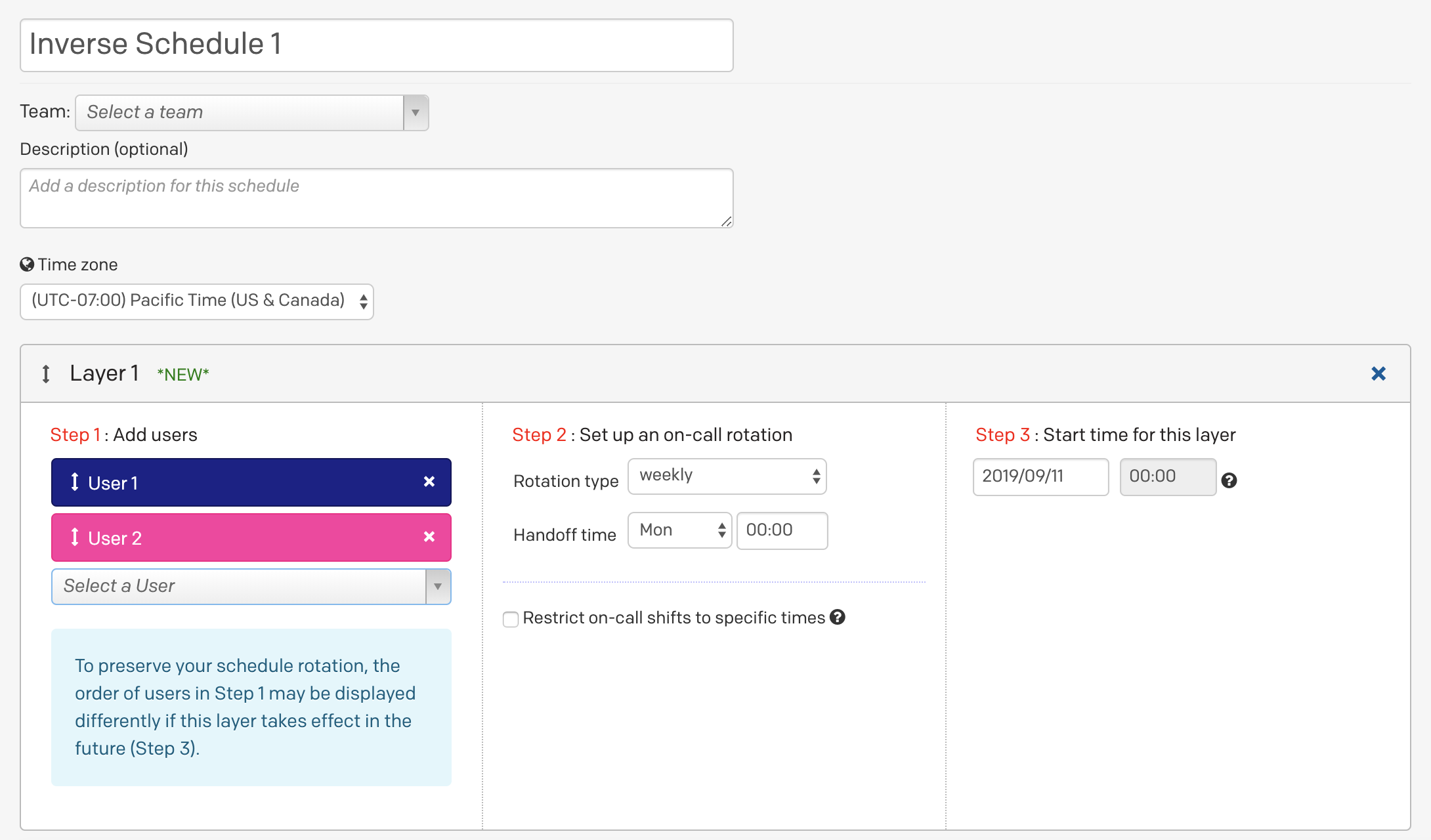 Example 6, schedule 1