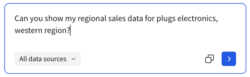 A question in Ask Sigma interface reads "Can you show my regional sales data for plugs electronics, western region?"