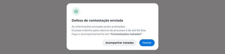Confirmação do envio da defesa