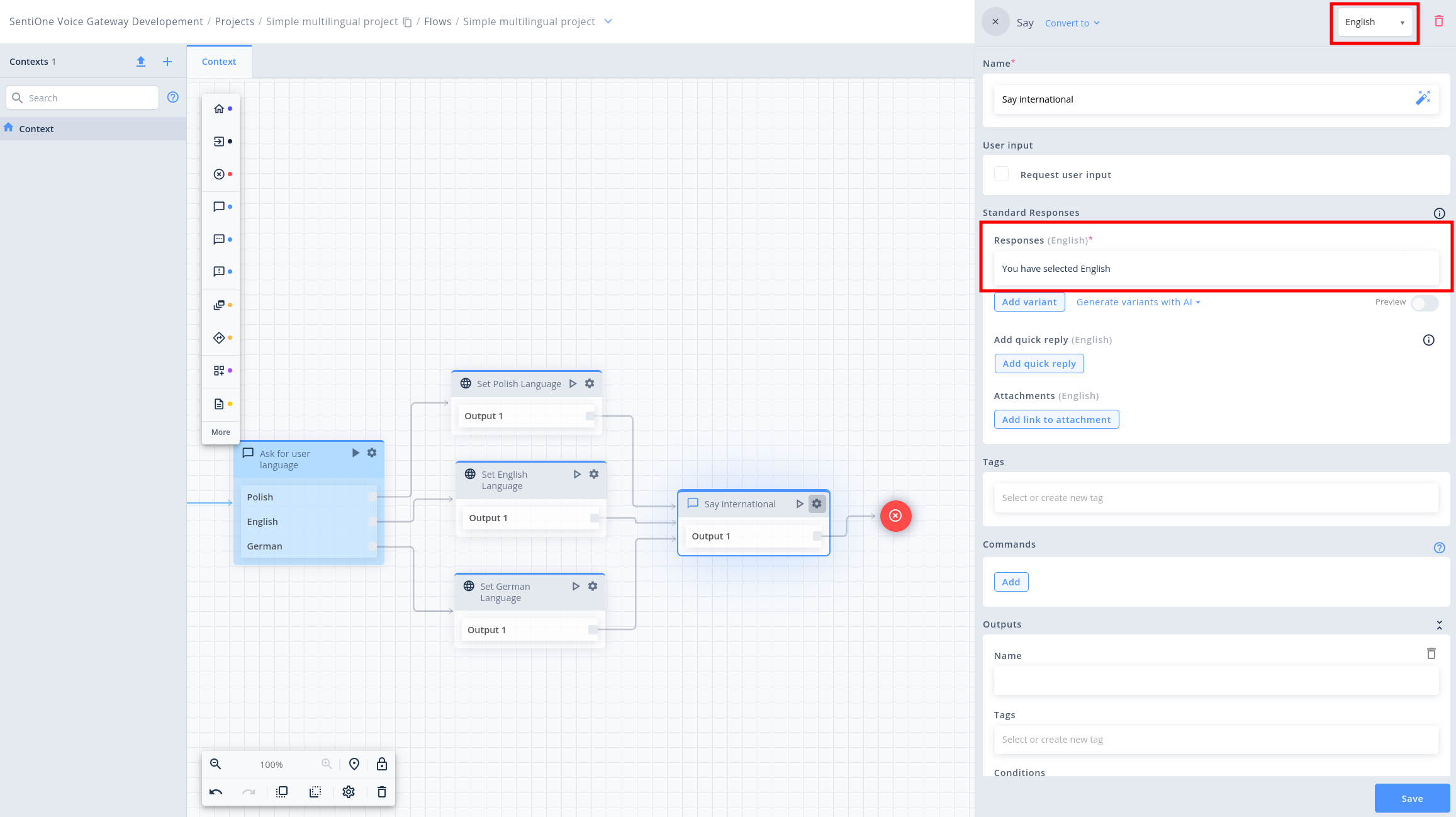 Setting bot messages for different languages