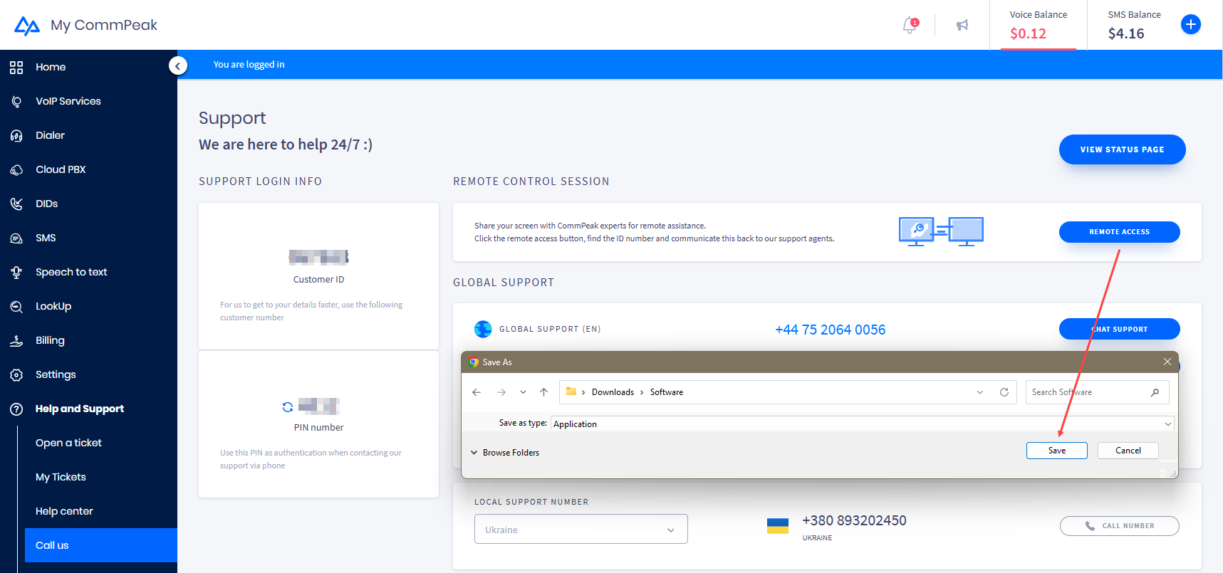 Screenshot of downloading the CPRemoteSupport app