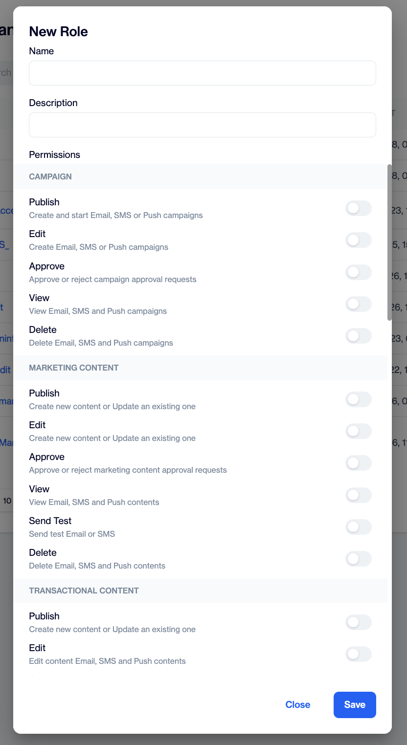 Roles and Permissions