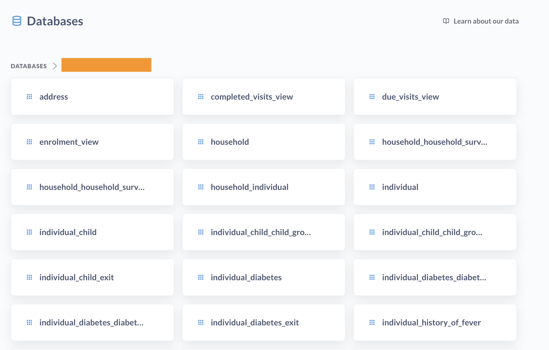 Example of a data table