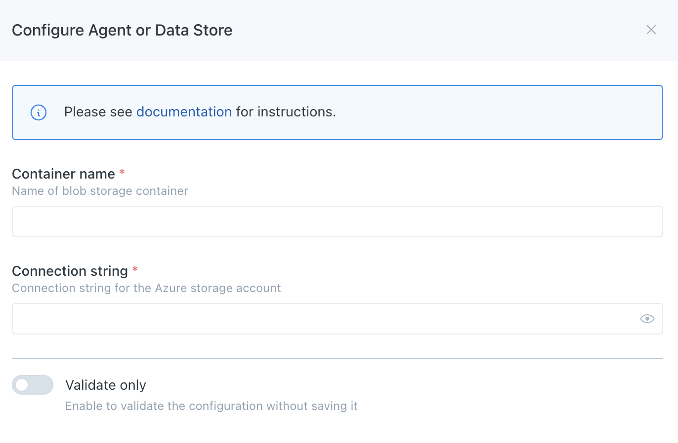 Azure Data Store Registration Wizard